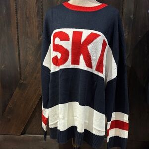 Navy and Red and white SKI crew neck Sweater 5XL